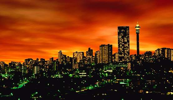 Johannesburg city by night.